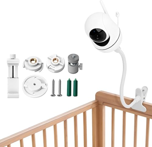 Universal Baby Monitor Holder, Baby Camera Mount Stand with Phone Clip + 3 Camera Adapter Compatible with HelloBaby/Blemil/jeeber/nooie/GHB/BOIFUN, Flexible Baby Monitor Shelf Parent