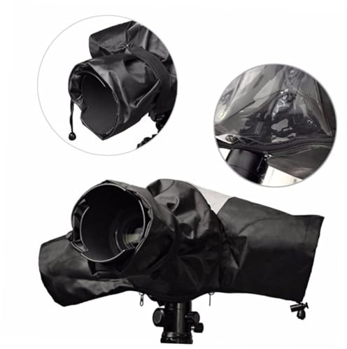 HONMEET DSLR Camera Rain Cover with Dual Adjustable Sleeves and Ultra Clear PVC Window Fit for Medium to Large Digital Cameras Black Protective Outdoor Shield Against Rain Dirt Sand and