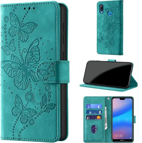 Cover per Huawei P20 Lite, Turchese | Blocco RFID, Portafoglio Pelle PU, Flip Libro, Porta Carte, Magnetica Libretto, Antiurto Protezione Completa