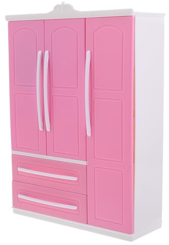Mikinona Puppenkleiderschrank Mit 10 KleiderbüGeln Spielzeug Aufbewahrung FüR Puppenhaus MöBel Multifunktionaler Puppenschrank FüR Kinderzimmer Und Puppenaccessoires