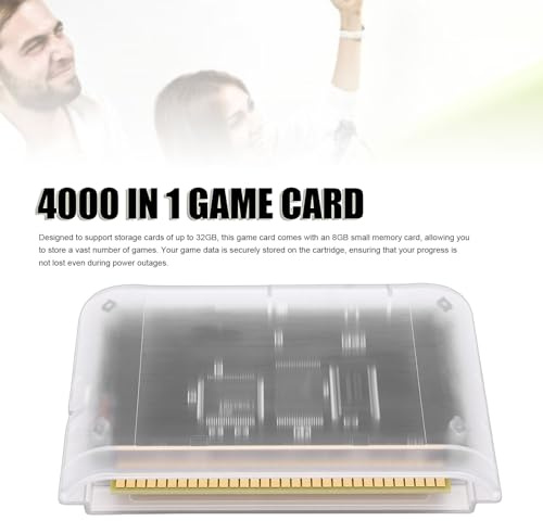 XUMIUZIY Carte de Jeu 4000 en 1, Adaptée aux Consoles de Jeu Originales Mega Drive Master System 32X, avec Petite Carte Mémoire de 8 Go, Prend en Charge les Systèmes de Fichiers FAT FAT16 (Blanc