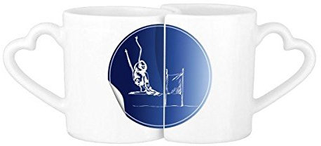 DIYthinker Wintersport Skifahren Ski und Schuhe Blau und Weiß Aquarell Illustration Muster-Liebhaber Becher-Liebhaber Tassen Set weiße Keramik Keramik-Cup Milch Kaffeetasse mit Henkel