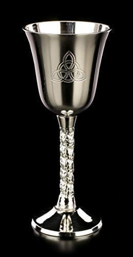 Figuren Shop Gmbh Zeremonien Calice avec Triquetra Gravure Trink-Kelch en Métal, Nickel - Zeremonielle Déco