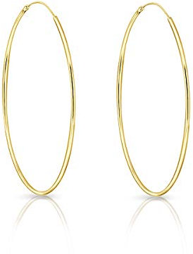 DTPsilver® Creolen Gold 50mm - 925 Sterling Silber Gelb Vergoldet Creolen Ohrringe - Mittelgroße/Groß - Dicke 1.2 mm
