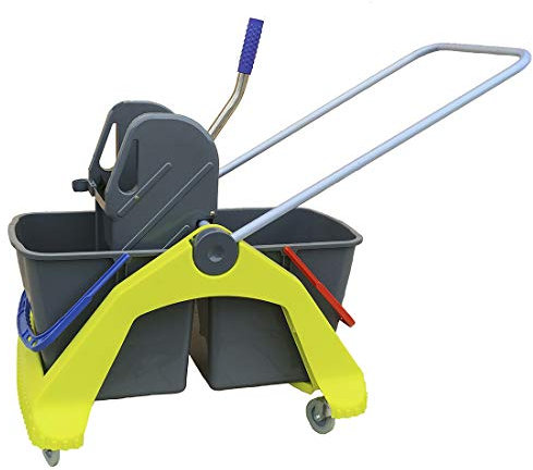 Euroservice Carrello Lux Lavapavimenti Professionale (con Doppia Vasca da 25 Litri e strizzatore)