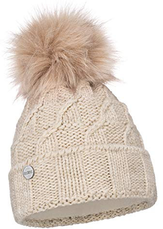 ELIMELI Damen Winter Mütze warme Strickmütze Wintermütze mit Bommel Slouch Strick Beanie Damen Bommelmütze für Winter Hergestellt in EU Farbenauswahl 17528 (Beige)