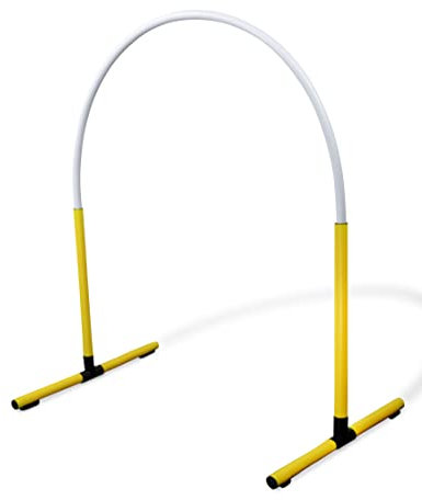 SPORTIKEL24 Hoopers Hoop – wetterfest, VDH-konform & farbig – mit Stecksystem für sicheres Hundetraining – aus robustem Kunststoff – Flexibler Hundesport-Reifen mit Stecksystem – Gelb/Weiß