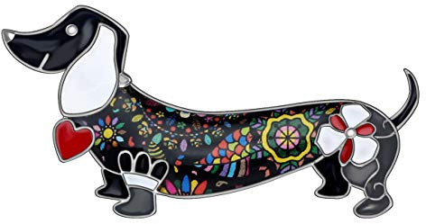 DOWAY Cute Dackel Geschenke Emaille Dachshund Hund Brosche Pins für Damen Kleidung Sicherheitsnadeln