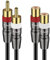 J&D 2 RCA Cavo di Prolunga Maschio a Femmina, Guscio di Rame Placcato Oro 2RCA Maschio a 2RCA Femmina Cavo Adattatore di Prolunga Audio Stereo, 1.8 Meter