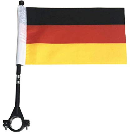 Kinin Fahrradfahne, Schwarz-Rot-Gold, 22 × 16 cm, Lenker-Montage, Polyester, Fahne, Banner, Fahrrad, Radrennen, Fahrradtour, Außenbereich