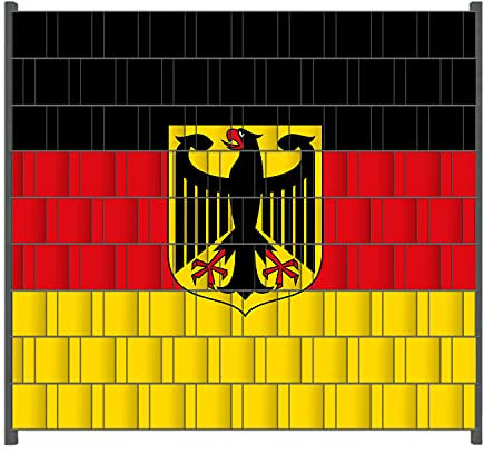 Wallario Zaun Sichtschutz Windschutz für EIN- und Doppelstabmattenzäune in der Größe Breite 2,00m x Höhe 1,80m, Motiv: Deutsche Flagge mit Wappen