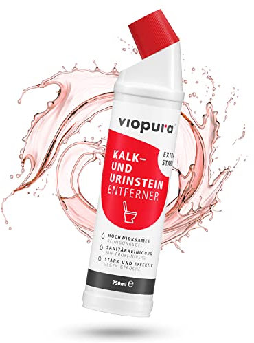 viopura Kalkentferner und Urinsteinentferner EXTRA STARK – 750ml – hochwirksam und kraftvoll – WC Reiniger & Kalkreiniger – entfernt Kalkstein & hartnäckige Ablagerungen in Dusche & WC – Made in DE