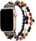 JewelryWe Boho Perlenarmband für Apple Watch: Damen Ersatzarmband Kompatibel mit Apple Watch 42mm 44mm 45mm Armband für iWatch Series 7/6/5/4/3/2/1 Elastisch Perlen Kugel Beads Armband Schwarz