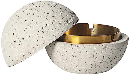 Cutfouwe Poubelle de Mode Béton + Cylindre intérieur en métal -Facile à Nettoyer,Blanc