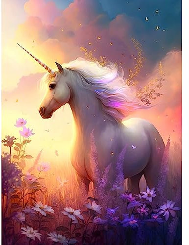 MXJSUA 5D Diamond Painting, Wunderschönes Einhorn Diamant Painting Kits Bilder für Erwachsene, DIY Diamant Malerei Diamond Painting Kinder Bilder Set 30x40cm für Wanddekor