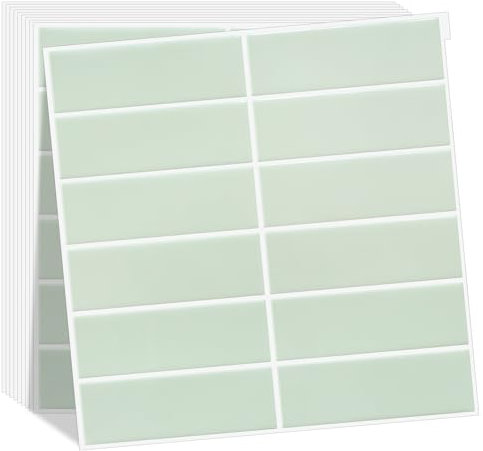 WoStick 10-Stück Grüner Fliesenaufkleber Küchenrückwand Fliesen Klebefliesen Fliesenfolie 3d Selbstklebende Küche Bad (30,5 x 30,5 cm)