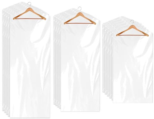 30 Pack Plastic Dry Cleaning Bags Clear Garment Bags for Hanging Clothes 3 Sizes Clothes Covers Dust-proof Clothing Protector Covers for Coat Shirt Jacket