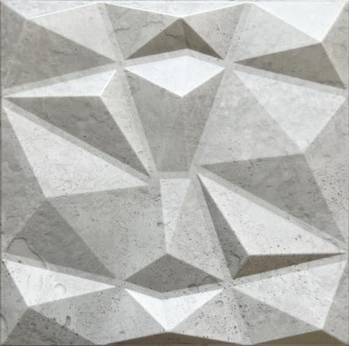 Deccart - 3D Wandpaneele Styropor Wandverkleidung Decke Deckenverkleidung Paneele Deckenplatten Wall Deko Panel Wand Panels Polystyrol 50x50 cm Diamant (Beton, 8 Quadrameter)