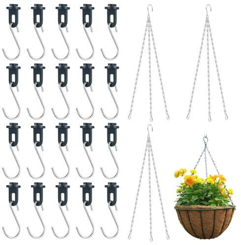 Fulushouxi 43 Pcs Effet de Serre Agrafe: 20 Clips à Effet de Serre + 20 Crochets en S, Clips Torsadés pour Serre de Jardin, Clips de Fixation pour Accessoires de Serre, avec 3 Chaînes de Suspension