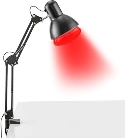 HINOPY Infrarotlampe Rotlichtlampe Wärmelampe Infrarotlichtlampe 220V 150W Infrarotlicht Heimgebrauch Klappbar auf Einem Tisch zu Befestigen für Schmerzlinderung und Muskelentspannung