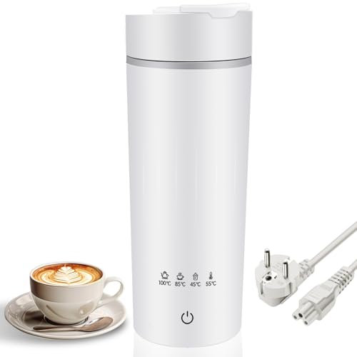 Hervidor portátil de 380 ml con 4 ajustes de temperatura | Mini hervidor de viaje de acero inoxidable para camping, para llevar y biberones | Calentamiento rápido de 300 W, ligero y seguro, 220 V