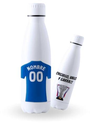 DEREGALOOS Botella Acero Inoxidable 700ml Personalizada con Nombre Oviedo. Botella Deportiva para Aficionados. Hidratación Escolar Gimnasio Regalo Original