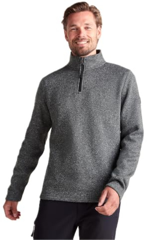 TOG24 Pearson Mens Quarter Zip Neck Fleece, Knitlook Walking Outdoor | 4XL,Dark Grey Marl,Polyester, Sweatshirt, Jumper, Brushed lining, Anti-pill, Layering, Outdoors