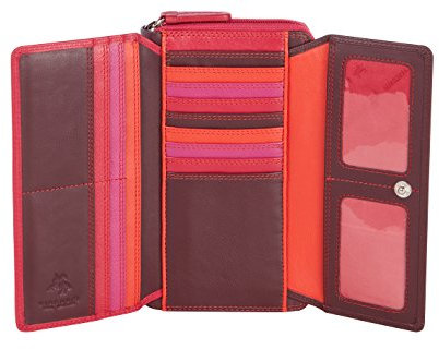 VISCONTI Leder Damen Geldbörse Rainbow Mehrfarbig XL Purse (RB78) (Plum Multi)