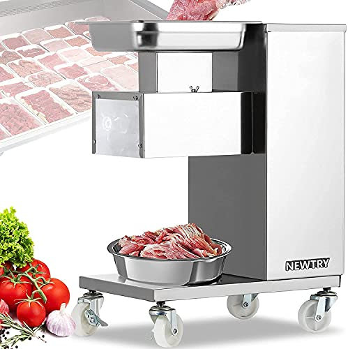 NEWTRY Commercial Meat Slicer 1102LBS/H 550W Electric Meat Cutting Machine Stainless Steel QE Fresh Meat Cutter (220V, 7mm Blade) …