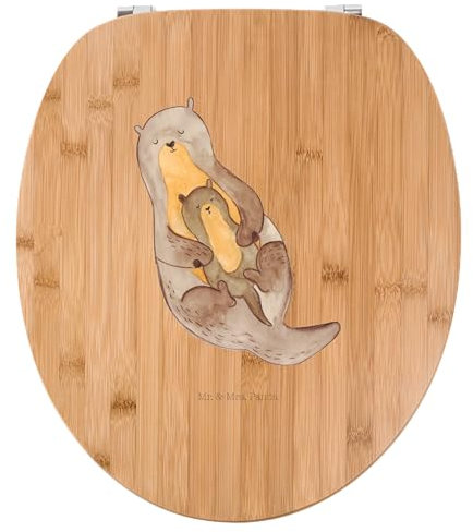 Mr. & Mrs. Panda Motiv WC Sitz Otter Kind - Geschenk, Familie, Klodeckel, Geburt, Toilette, Toilettendeckel, Fischotter, Klobrille, Otter Seeotter
