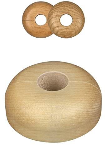 FUX 10 Stück Einzel Heizungsrohr Rosette, 15mm - 22mm, Echthözer, Rohrabdeckung, Abdeckrosetten, Heizung, Verkleidung, Heizkörper Rosetten, Holz, Parkett, Holzrosetten (19mm, Ahorn)