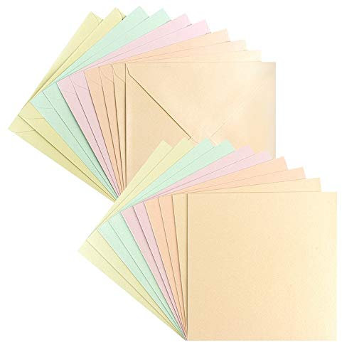 Ideen mit Herz Grußkarten-Set | Perlmutt-Veredelung | 10 Karten ca. 250 g/m² + 10 Umschläge ca. 120 g/m² | In 5 Pastellfarben | 16 cm x 16 cm