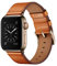 OUHENG Correa de repuesto compatible con Apple Watch de 38 mm, 40 mm, 42 mm, 41 mm, correa de piel auténtica compatible con Apple Watch Series SE/1/2/3/4/5/6/7/8/9/10, marrón, bronce y dorado