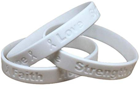 10 Lung Cancer Awareness Bracelets 100% Medical Grade Silicone Bracelet - Latex and Toxin Free (10 Bracelets) Show Your Support For Lung Cancer Awareness