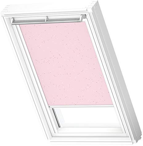 VELUX Verdunkelungsrollo Rollo für Fenster FK04 Sterne pink mit weißer Führungsschiene