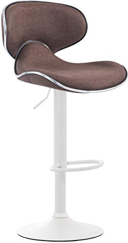 CLP Barhocker Las Vegas V2 mit Stoffbezug I Thekenhocker Mit Fußstütze I Tresenhocker Mit Trompetenfuß I Barstuhl Höhenverstellbar, Farbe:braun, Gestell Farbe:weiß