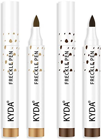 KYDA 2 Farben Freckle Pen,Natürliche lebensechte Sommersprossen Makeup Stift,Wasserdicht Langanhaltende Weiche Punkte Sopt Stift,für Natürliche mühelose Sunkissed Makeup-Dark Brown&Light Brown