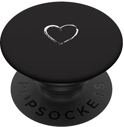 White Heart Black PopSockets Adhesive PopGrip