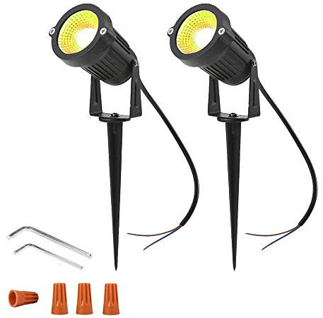 Ygapuzi 5W LED Paesaggio Luci 12V Faretti a Bassa Tensione Pareti Decorative Alberi Bandiere Illuminazione per Esterni per Vialetto, Cortile, Prato, Patio, Piscina, Giardino, 2 Pacchi (Bianco Caldo)