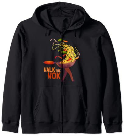 Funny Walk Wok Walking Chinese Pot Pan Pun Asian Chef Noodle Zip Hoodie