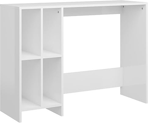 vidaXL Computertisch mit 4 Regalböden Schreibtisch Bürotisch PC Tisch Arbeitstisch Laptoptisch Arbeitszimmer Hochglanz-Weiß 102,5x35x75cm Holzwerkstoff