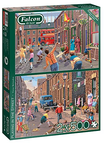 Jumbo, Falcon de luxe - Playing in the Street, Jigsaw Puzzles Adults, Multicolor, 2 x 500 piece