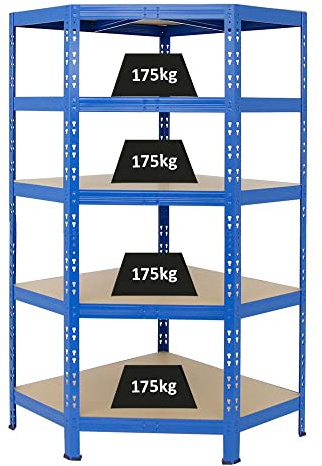 PROREGAL Eckregal Tiger Blau HxBxT 180x90x45 cm Fachlast 175kg Schwerlastregal Kellerregal Lagerregal Metallregal Steckregal…