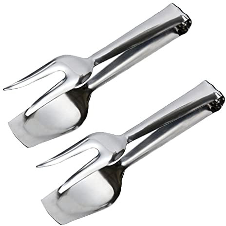 2 Pezzi Pinze Alimentari in Acciaio Inox Strumenti di Frittura Pinze per Spatola Pinzette in Acciaio Inox Pinze per Tostapane Strumenti di Pinze per Insalata Frutta