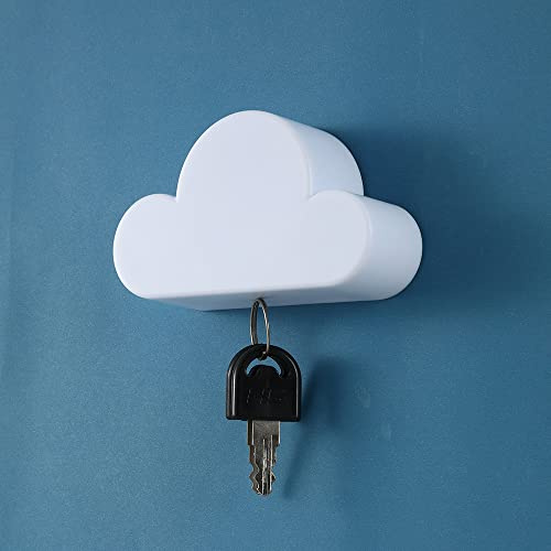 Hsthe Sea 2 Pack Magnetischer Schlüsselhalter Wolke Form Magnet Schlüsselbrett Organizer Selbstklebend Schlüsselanhänger Wand Magnete Schlüssel Halterung für Tür Eingang Wand (Weiß)