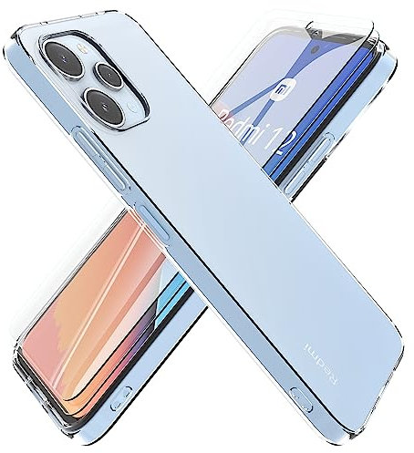 SMYTU Coque Xiaomi Redmi 12 4G / 5G (6.79) Transparente + 2 Verre trempé écran Protecteur,Souple TPU Housse Étui de Protection Bumper Cover pour Xiaomi Redmi 12 4G / 5G - Trasparente