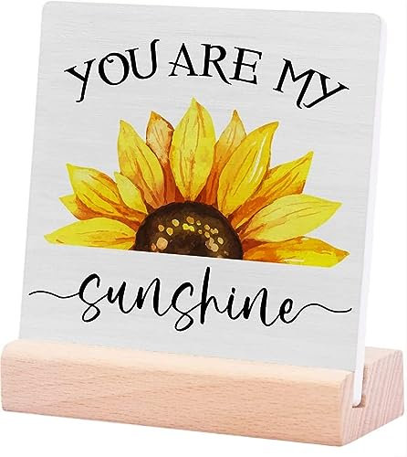 Country Sunflower Keramik Tischschild Plaque Dekor Schreibtisch Schild You are My Sunshine Sonnenblume Zitat Tischschild Schreibtischschild Rustikales Home Office Regal Wanddekoration