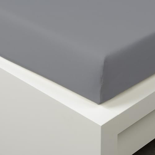 Tibex, Spannbettlaken De Luxe, für hohe Matratzen, 90x200cm - 100x220cm - hoher 30 cm, Grau Bettlaken mit Gummizug, Spannbetttuch bis 30 cm Matratzenhöhe, Baumwolle 95%, 5% Elastan