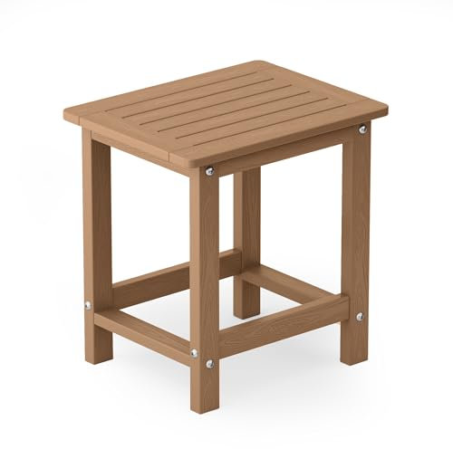 YEFU Outdoor-Beistelltisch für Terrasse: 40,6 cm (16 Zoll) HIPS wetterfest – beständige Adirondack-Tische – wasserdichte kleine quadratische Beistelltische für Hinterhof, Pool, Veranda, Balkon – für