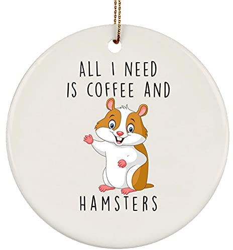 Weihnachtsbaumschmuck 7.3 cm, Hamster Süß Lustig Runde Keramik Ornament Elegant Weihnachtsschmuck Ideal Christbaumschmuck Anhänger Für Weihnachten Holiday Neujahr Geschenk